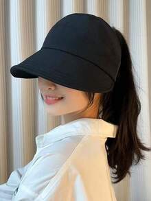 Women's Full-Face UV Protection Baseball Cap With Mask Hook, Versatile Design To Slim The Face, Duckbill Style - Openwork Baseball Cap - View 2