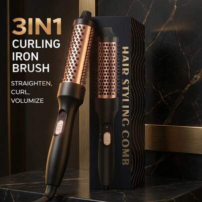 2026升级版多功能旋转直发梳及热风造型器 – 离子卷发棒和直发器，干湿两用吹风梳