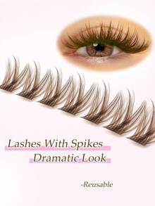 Rikuaild 120 件 D 卷曲棕色睫毛，DIY 仿貂皮假睫毛，柔软自然蓬松纤细睫毛簇单根睫毛 3D 多款式睫毛可重复使用化妆延长睫毛睫毛簇，睫毛簇，单根睫毛，睫毛，假睫毛 - D - 查看 2