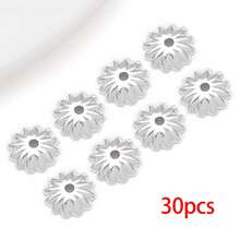 10/30个珠帽 18K镀银精美镂空花朵珠帽 黄铜花朵端帽 散珠 适用于手链项链 DIY珠宝制作工艺品材料 - 銀色 - 查看 10