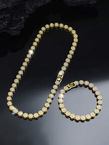 2pcs Heart-Shaped Cuban Link Necklace Set, Unisex, Hip-Hop Style Neck Chain Set, Luxury Jewelry Set, Suitable For Valentine's Day, Birthday, Daily Wear And Parties - A - View 8