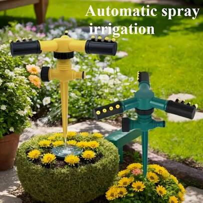 1pc 360° Rotating 3-Arm Sprinkler - Adjustable Wide Coverage Lawn And Garden Irrigation Tool, Automatic Lawn Sprinkler Head - Durable Garden Watering Tool For Evenly Distributing Water, Covering Yards And Fields, Suitable For Lawn Sprinkler