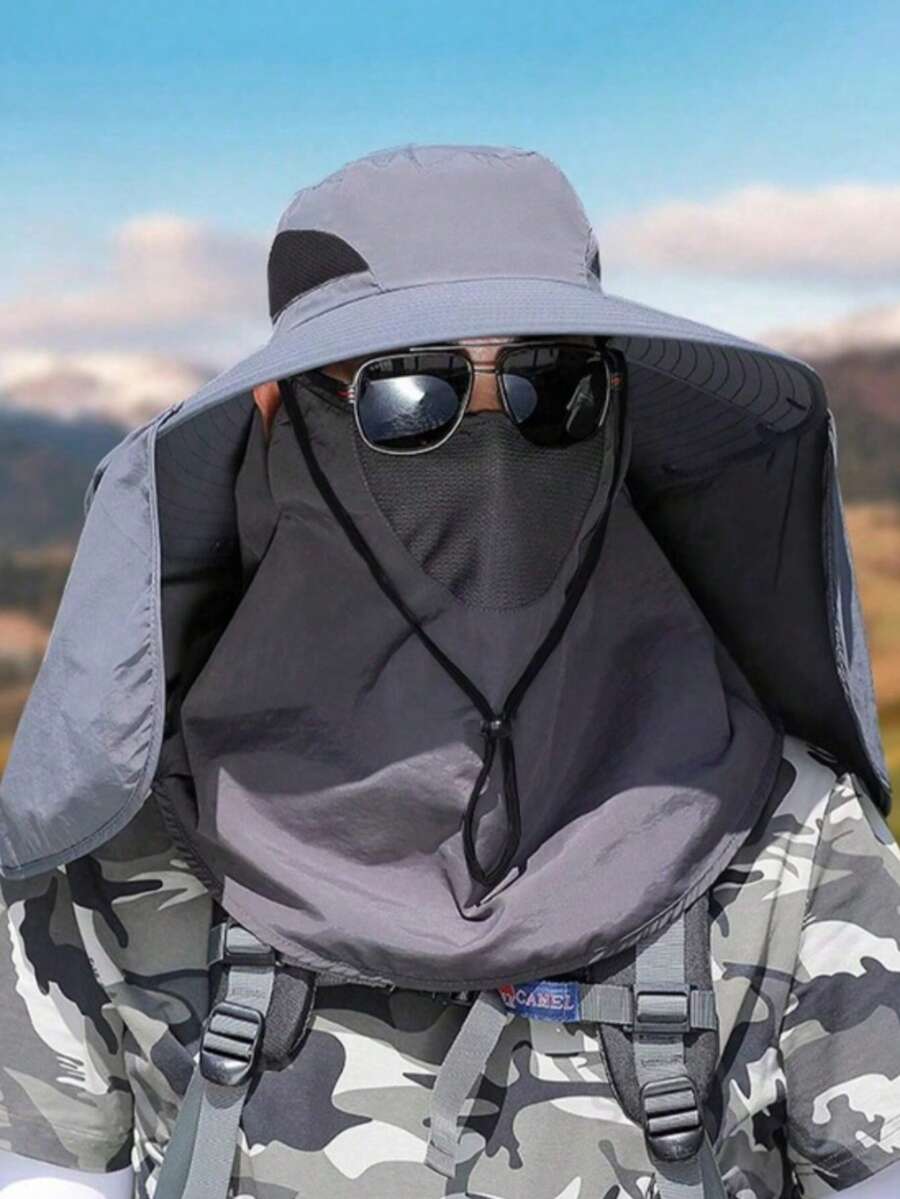 1 Stück Herren Sommerhut, Outdoor Angeln UV-Schutz Gesichtsmaske, 5 Tragemöglichkeiten, Strand, Urlaub, Festival, Reise - Fischerhut - Übersicht 1