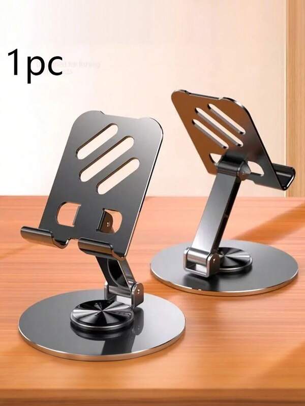360° Rotatable Aluminum Alloy Foldable Phone Stand, Portable Metal Phone Holder - Foldable Desktop Stand, Suitable For All Smartphones And Tablets, Ideal Accessory For Leisure And Office Use. Full-Angle Adjustable Rotating Desktop Phone Stand For Phones, Tablets And More