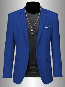 Men's Suit Single Blazer For Parties Business Banquets Outings Leisure Holidays Suitable For Men'S Formal Dress Jacket Size XS-XXXL 1pc Wedding Season - 藍色 - 查看 2