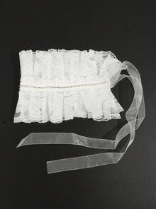 1pc Fashion Lace Flower Hollow Faux Crystal Detachable Collar, Versatile For Casual, Party, Banquet Matching - White - View 5