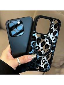 新款时尚3D透明磁吸豹纹保护壳，适用于 17 Pro Max、17 Pro、17 Air、17、16、15、14、13、12 Pro Max、11，黑色全包保护壳 - 黑色 - 查看 2