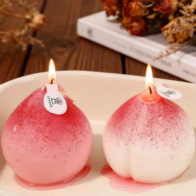 1支手工桃子香氛蜡烛，果香花香，精美家居装饰，复活节礼物，婚礼回礼及纪念品，母亲节礼物（送给妈妈和奶奶），生日礼物