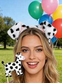 1pc Plush Animal Ear Headband, Halloween Christmas Holiday Theme Party Animal Costume Headpiece - Multicolor - View 4