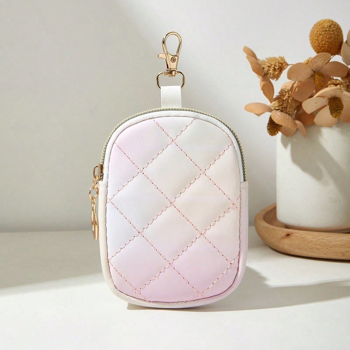 Casual New Quilted Diamond Pattern Coin Purse Keychain For Women Wallet Mini Wallet Purse Wallet Small Wallet Coin Wallet Money Wallet Travel Essential Summer