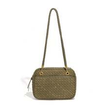 Bolso de gamuza retro cuadrado estilo tofu, bolso tejido para cámara, bolso cuadrado pequeño mate de otoño e invierno, bolso de hombro o de mano para mujer. - Y2497# Verde oliva - Ver 3