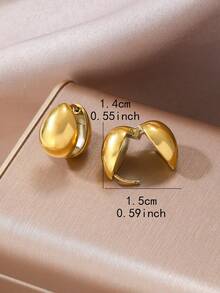 1 Pair Elegant Hollow Water Drop Shaped 18K Gold Plated Stainless Steel Earrings, Classic Minimalist Commuting Essential Jewelry For Women - Gold - View 3