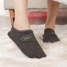 Giày tập Yoga cho nam nữ, kiểu dáng slip-on, chất liệu lông cừu, đế bằng, có quai dán, thích hợp cho tập luyện trong nhà, Pilates, giày thể thao lông mềm mại như đi chân trần. - Màu xám đen - Xem 5