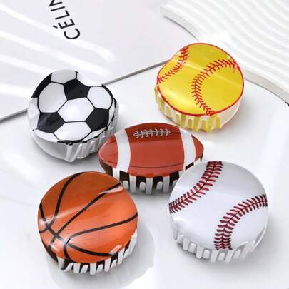 1pc New Realistic Basketball, Football, Tennis, Volleyball Hair Clip, Unique Sports-Themed Hair Accessory