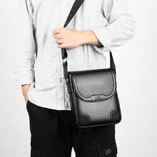 Men's Faux Leather Sling Bag, Fashion Business Casual Crossbody Bag, Vertical Men's Backpack With Large Capacity For Travel, Can Accommodate 9.7-Inch Tablet, Multi-Functional Shoulder Bag, Lightweight Messenger Bag, Multi-Pocket Travel Bag, Convenient Storage Pouch - Multicolor - View 4