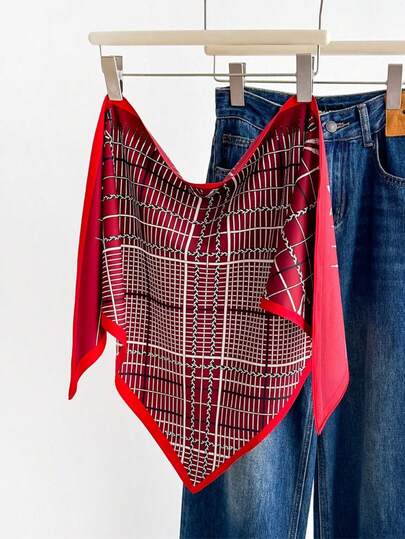 1pc 2026 Fashionable Retro Triangle Scarf Headband, Women's Spring New Niche Versatile Commute Professional Neckerchief, Suitable For Outdoor Cycling, Photography, Dating, Travel