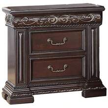 Traditional Bedroom Furniture 2 Drawer Nightstand Solid Wood Carvings Bedside Table Dark Cherry - Cherry1 - View 2