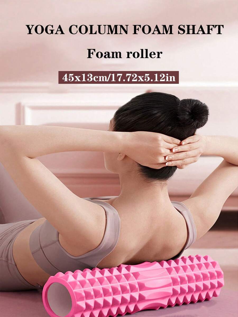 1个泡沫轴，用于肌肉放松、腿部塑形和按摩，瑜伽普拉提腿部按摩器，狼牙图案 - 彩色 - 查看 1