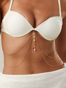 1 chiếc dây chuyền hình học gợi cảm với mặt dây chuyền tua rua ngọc trai, dây đeo bikini, vòng cổ dự tiệc sang trọng, dây đeo đa năng unisex, phù hợp với phong cách đường phố. - Nhiều màu - Xem 3