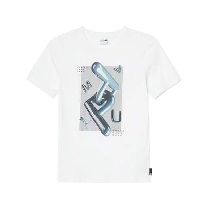 Puma Men's Casual Printed Knit Round Neck Short Sleeve T-Shirt, Sports Top