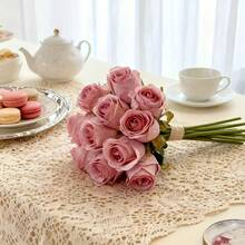 6pcs Artificial Silk Rose Flowers, 25cm Long Fake Rose Stems, Suitable For Valentine's Day, Mother's Day, Home Wedding Party Decor, Tabletop Centerpiece, DIY Wedding Bouquet - Multicolor - View 8