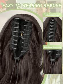 HEYPINK Tóc nối đuôi ngựa xoăn màu đen và nâu, dài 12-14 inch, sợi tổng hợp chịu nhiệt, phù hợp cho phụ nữ dự tiệc và sử dụng hàng ngày. - Nâu đen - Xem 5