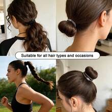 12条纯色编织发圈，女士粗细弹力发绳，高弹力不伤发，时尚百搭发饰，适合日常、通勤、上学、休闲等场合，多功能套装，马尾辫发圈，橡皮筋发绳 - 彩色 - 查看 4