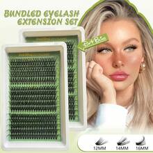 224Pcs/ Set 14Rows 160Roots 0.05mm Soft Lash Mink Fur Eyelashes 9-16mm Mixed Length 3D Russian Volume Lash Individual Lashes Makeup Black Lashes Purple Box Packaging Lash Clusters,Eye Lash Clusters,Individual Eyelashes,Lashes,Lashes - 黑色 - 查看 7