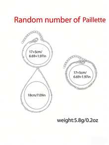 2pcs/Set Gelang Rantai Jari Berlapis Payet untuk Wanita, Serbaguna untuk Pemakaian Sehari-hari & Hadiah, Rantai & Payet Beraneka Ragam - Perak - View 7