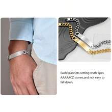 1 chiếc vòng tay phong cách Hip-hop bằng thép không gỉ, mặt dây chuyền hình chữ thập 5A đính đá CZ, thích hợp làm quà sinh nhật hoặc đeo hàng ngày cho nam giới. - Vòng tay BB022 - Xem 5