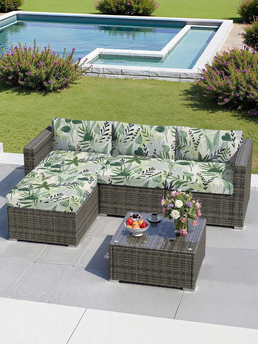 1pc Tropical Rainforest Leaf Print Milk Silk Sofa Seat Cushion Cover, High Elasticity Dust-Proof Washable Sofa Slipcover For All Seasons, Suitable For Patio, Garden, Pool Side And Various Occasions, Sold Individually