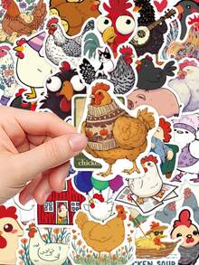 50pcs Cartoon Chicken Doodle Stickers Cartoon Animal Stickers Skateboard Phone Case Luggage Stickers - A - View 9