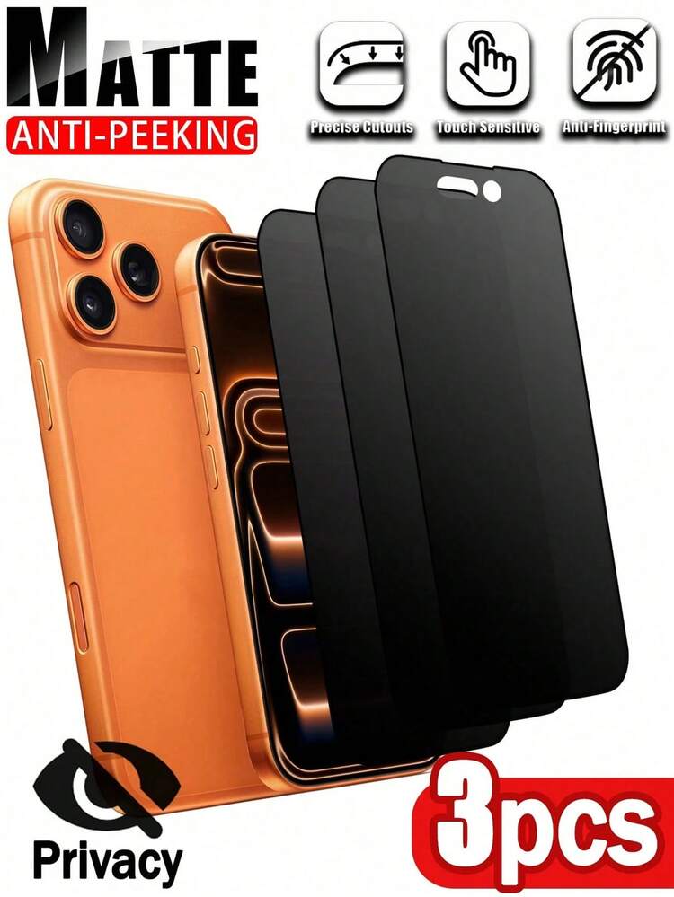 3片装陶瓷防窥磨砂屏幕保护膜，柔软材质，不易碎裂，适用于办公室和家庭，超薄设计，不厚重，触感光滑柔和，防指纹、防刮花、防水，强力抗冲击，易于安装，是日常保护的理想之选，也是万圣节/圣诞节礼物佳品，兼容 17 Pro Max/17 Pro/17 Air/17/16 Pro Max/16 Pro/16 Plus/16/15 Pro Max/15 Pro/15 Plus/15/14/13/12等机型 - 黑色 - 查看 12