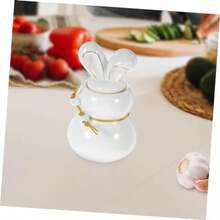 PRETYZOOM - Bote de almacenamiento de hojas de té de cerámica práctico recipiente de té bonito recipiente para cocina mostrador de té recipiente de azúcar con tapa recipiente de té con tapa - Blanco - Ver 7