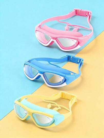 Extra-Large, Anti-Fog, Waterproof Silicone Swimming Goggles With Earplugs, Suitable For Swimming Training And Leisure, Holiday Gift, Beach Essentials, Beach Accessories, Pool Float.