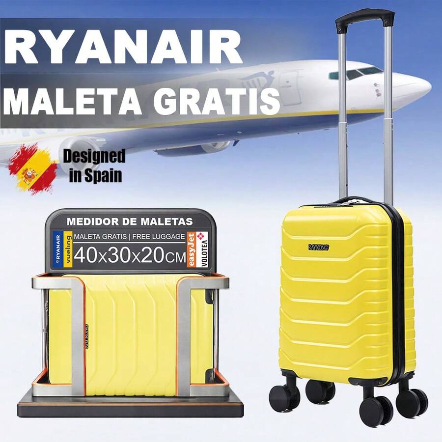 ABS材質登機箱 40x30x20 (24公升) 帶可拆卸輪子，適用於廉價航空公司 - 黑色/海軍藍/藍色/玫瑰金/紫色/薄荷綠/黃色/綠色/粉紅色 - 黃色 - 查看 1