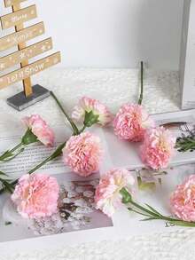 3支仿真康乃馨 - 适用于母亲节、婚礼、情人节装饰、家居卧室装饰、厨房、客厅、阳台装饰、仿真花装饰、房间装饰和家居装饰 - 粉色 - 查看 2