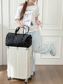碎花印花大容量旅行行李袋 可拆卸肩帶單肩包 休閒托特包 機場旅行收納袋 健身運動包 - 彩色 - 查看 4