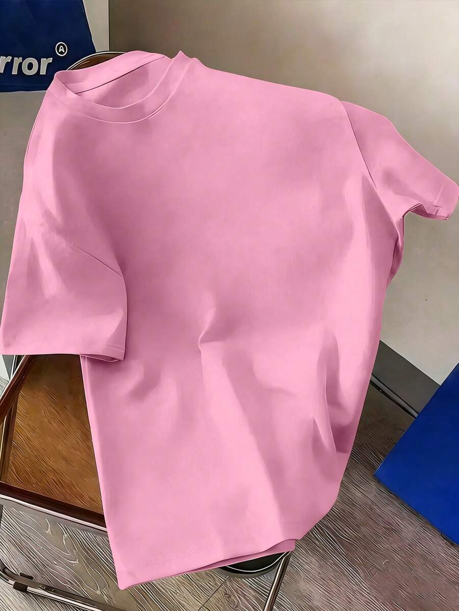 Tween Boys Casual Gray Graphic Print Round Neck Short Sleeve T-Shirt, Summer Top - Hot Pink - View 1