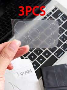 3 piezas Película protectora de lente de cámara + 1 pieza Pegatina, Película protectora de lente mate clara para iPhone 17 Pro Max 17 Pro, Protector de lente básico anti-arañazos - Arco de manzana - Ver 8