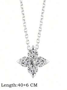 Shescity 1pc Minimalist White Flower Shaped 0.03 Micron Plated Pendant, Suitable For Women's Daily And Party Wear - 白色 - 查看 5