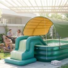 Piscina inflable de verano para adultos, para fiestas familiares, al aire libre, con tobogán colgante - Verde - Ver 4