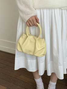 New Fashion Cloud-Shaped Pleated Handbag, Sweet Tote Bag, Crossbody Shoulder Bag For Women - Yellow - View 3