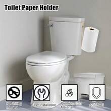 1pc Toilet Paper Holder - Wall-Mounted, Self-Adhesive Or Hook-Mounted Metal Tissue Dispenser, Suitable For Bathroom And Kitchen, Multi-Functional Paper Towel Storage, Elegant Design For Above Toilet, Space-Saving Organizer | Stylish Metal Design | Durable Structure - Gold - View 8