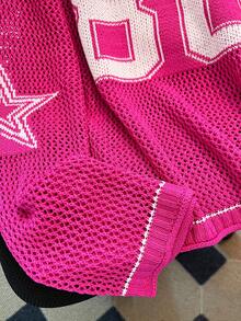 Áo nỉ rộng rãi, dáng suông mùa hè dành cho nữ, in số, kiểu dáng thanh lịch, thoáng mát, thích hợp mặc mùa xuân. - Màu Hồng Tươi - Xem 7