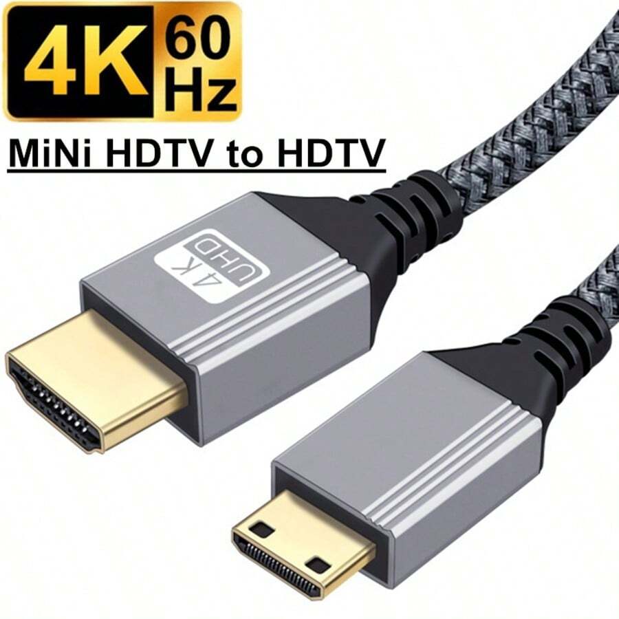 迷你高清对高清双向4K 60Hz线缆，适用于Hero、树莓派、相机、高清电视、投影仪等设备 - 灰色 - 查看 1