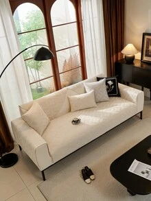 1pc Jacquard Sofa Cushion Cover, All-Season Universal Fit, Modern Minimalist, Anti-Slip Anti-Dust, Protect Sofa, Machine Washable, Non-Deformation, Non-Fading, Durable, Anti-Pet Scratch, Sofa Slipcover, Sofa Makeover, Sofa Decor, Enhance Ambiance, 1-4 Seater, L-Shaped Sofa, Wrinkle-Resistant, Wear-Resistant, Refined Edging Design, Versatile - Beige - View 2
