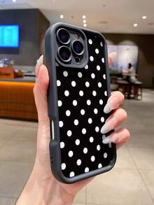 复古波点手机壳，兼容苹果17、Air Pro Max、16 Pro、15 Pro、14、13、12、11，哑光表面，独特创意设计，保护套 - 高竹復古黑點 - 查看 4