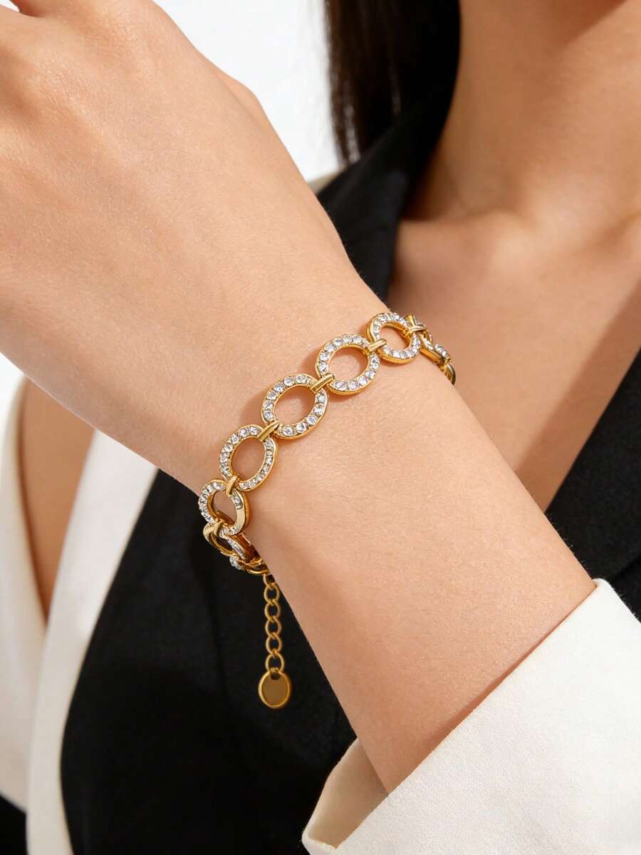 Camhanno 时尚优雅不锈钢手链，浪漫经典，女士礼物，1件装 - 款式3 - 查看 1