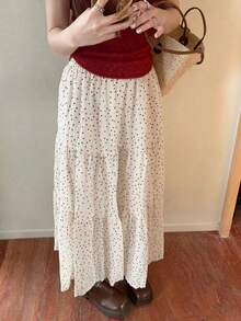 Polka Dot Skirt (Random Print) - Apricot - View 6